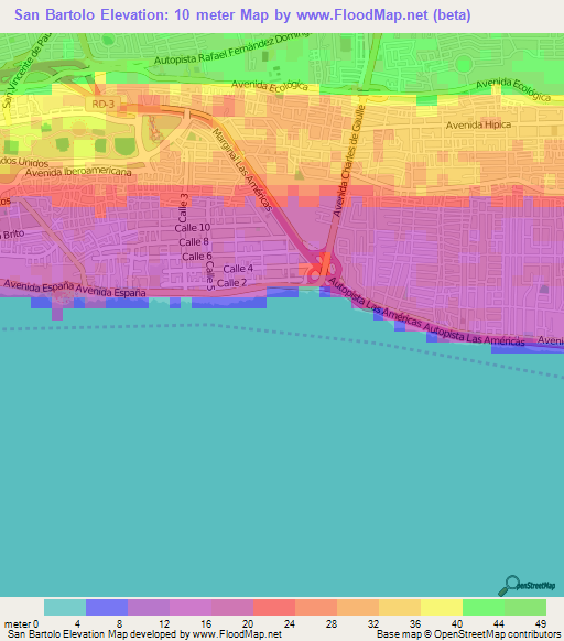 San Bartolo,Dominican Republic Elevation Map