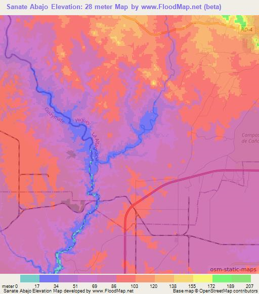 Sanate Abajo,Dominican Republic Elevation Map