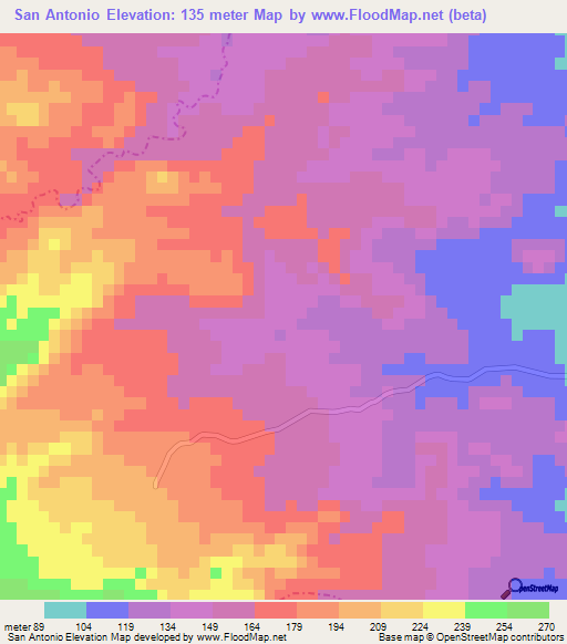 San Antonio,Dominican Republic Elevation Map