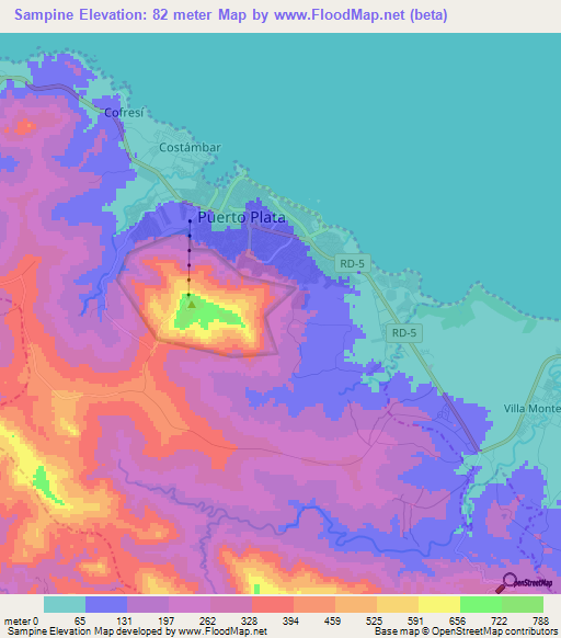 Sampine,Dominican Republic Elevation Map