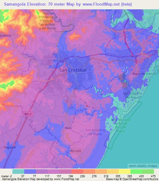Samangola,Dominican Republic Elevation Map