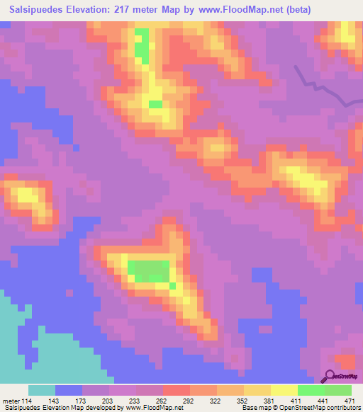 Salsipuedes,Dominican Republic Elevation Map