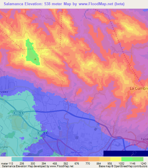 Salamanca,Dominican Republic Elevation Map