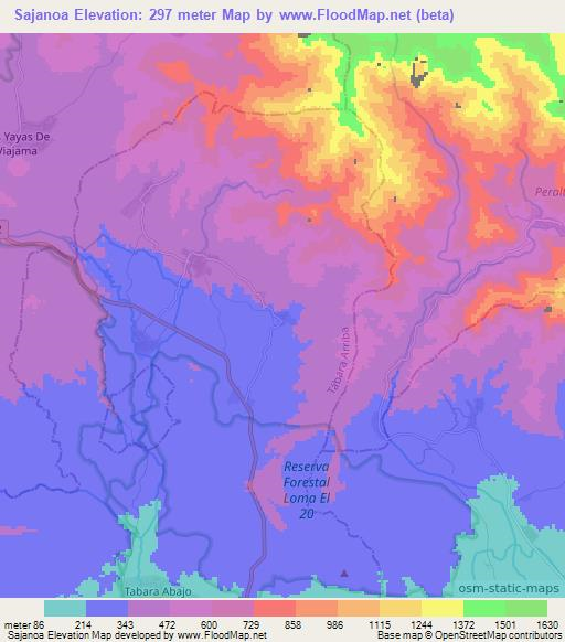 Sajanoa,Dominican Republic Elevation Map