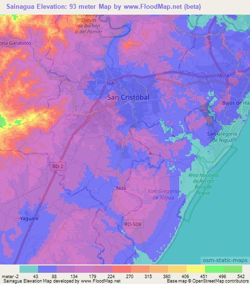 Sainagua,Dominican Republic Elevation Map