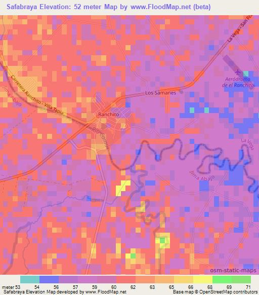 Safabraya,Dominican Republic Elevation Map