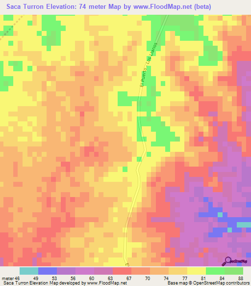 Saca Turron,Dominican Republic Elevation Map