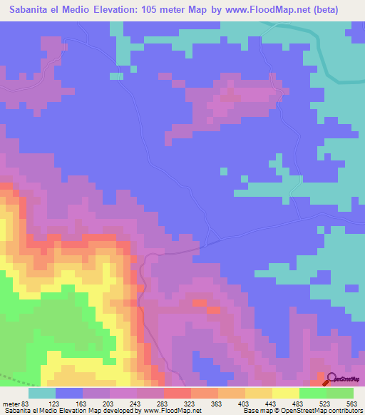 Sabanita el Medio,Dominican Republic Elevation Map