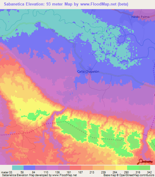 Sabanetica,Dominican Republic Elevation Map