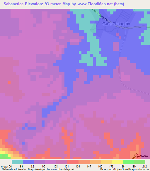 Sabanetica,Dominican Republic Elevation Map