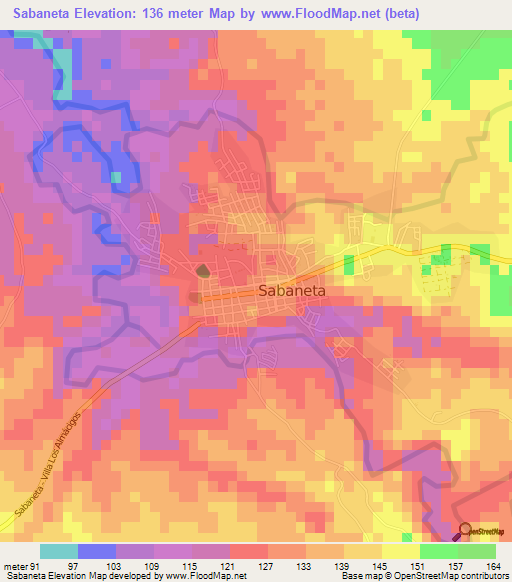 Sabaneta,Dominican Republic Elevation Map