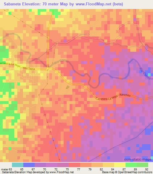 Sabaneta,Dominican Republic Elevation Map