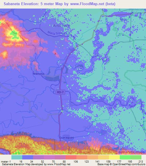Sabaneta,Dominican Republic Elevation Map