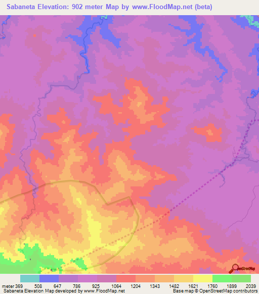 Sabaneta,Dominican Republic Elevation Map