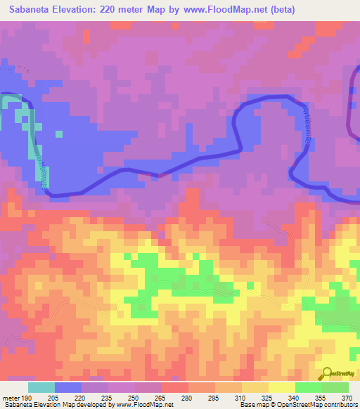 Sabaneta,Dominican Republic Elevation Map