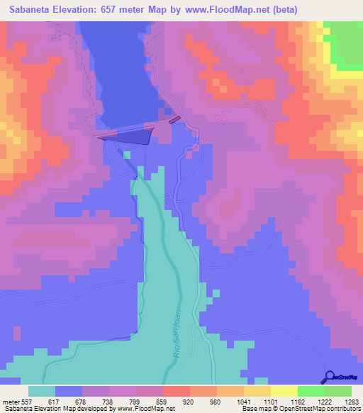 Sabaneta,Dominican Republic Elevation Map