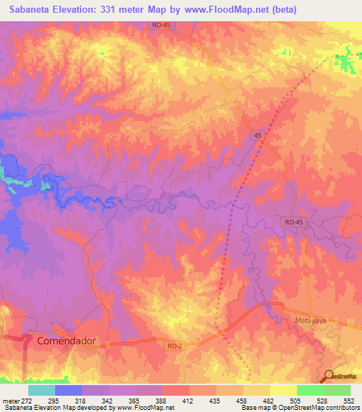 Sabaneta,Dominican Republic Elevation Map