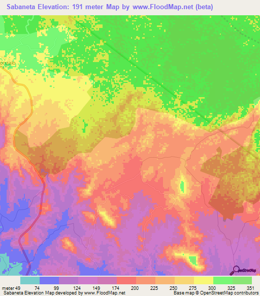 Sabaneta,Dominican Republic Elevation Map