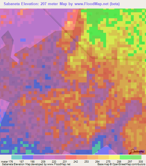 Sabaneta,Dominican Republic Elevation Map