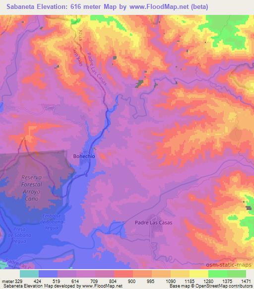 Sabaneta,Dominican Republic Elevation Map