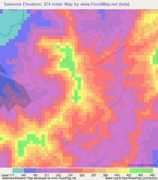 Sabaneta,Dominican Republic Elevation Map