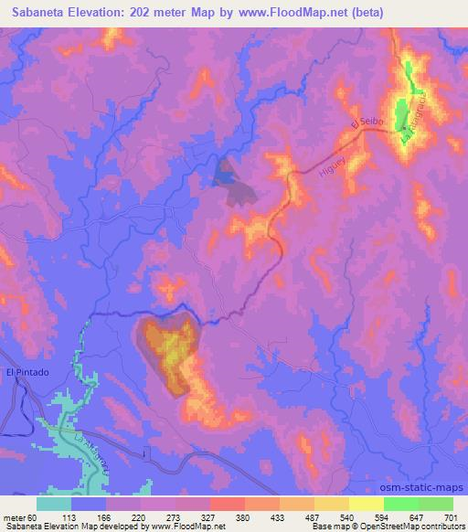 Sabaneta,Dominican Republic Elevation Map