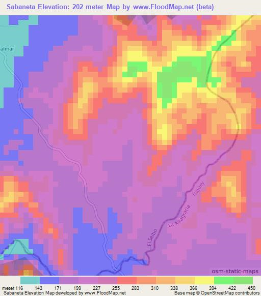 Sabaneta,Dominican Republic Elevation Map