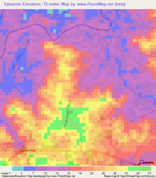 Sabaneta,Dominican Republic Elevation Map