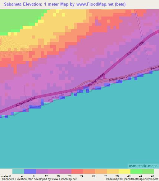 Sabaneta,Dominican Republic Elevation Map