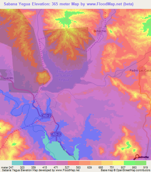 Sabana Yegua,Dominican Republic Elevation Map