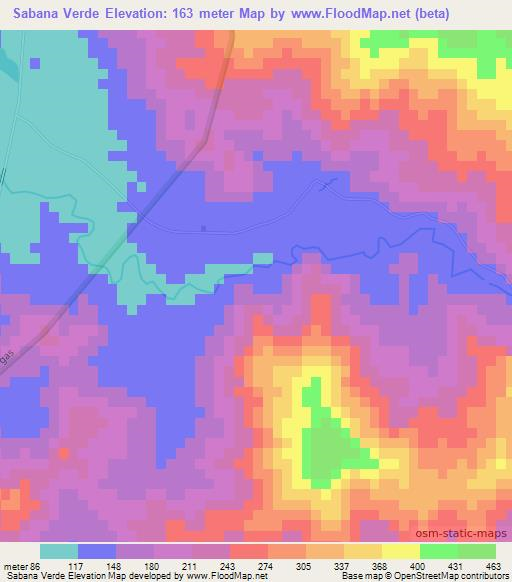 Sabana Verde,Dominican Republic Elevation Map