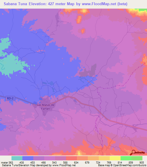 Sabana Tuna,Dominican Republic Elevation Map