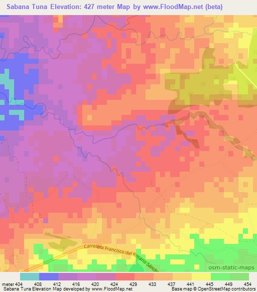 Sabana Tuna,Dominican Republic Elevation Map