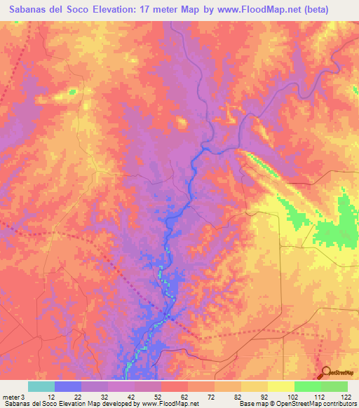 Sabanas del Soco,Dominican Republic Elevation Map