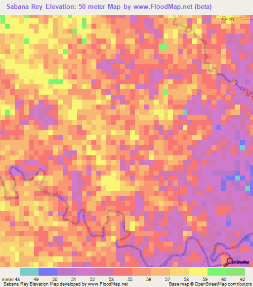 Sabana Rey,Dominican Republic Elevation Map