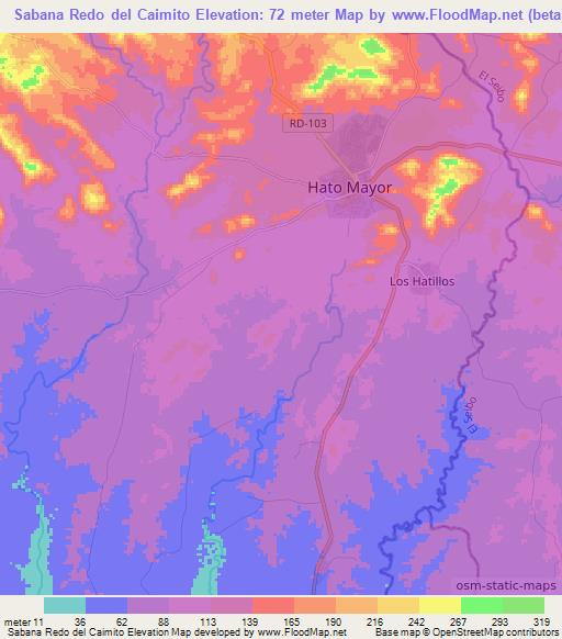 Sabana Redo del Caimito,Dominican Republic Elevation Map