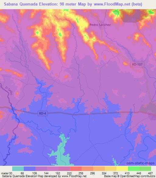 Sabana Quemada,Dominican Republic Elevation Map
