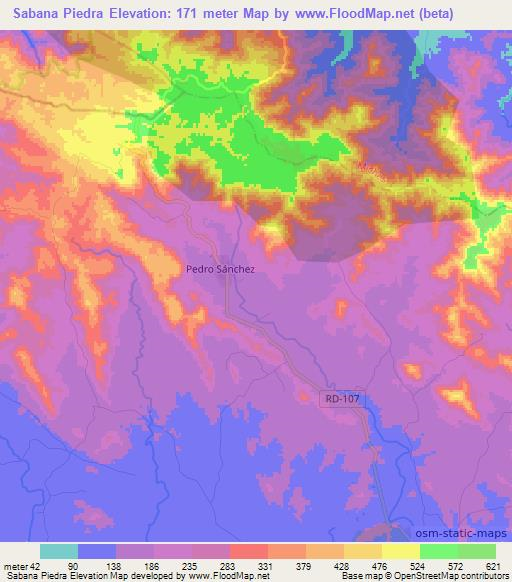 Sabana Piedra,Dominican Republic Elevation Map