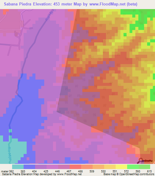 Sabana Piedra,Dominican Republic Elevation Map