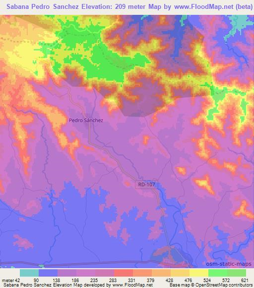 Sabana Pedro Sanchez,Dominican Republic Elevation Map