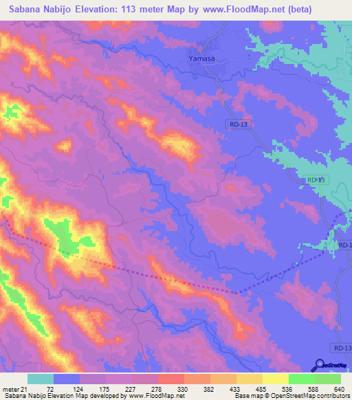 Sabana Nabijo,Dominican Republic Elevation Map