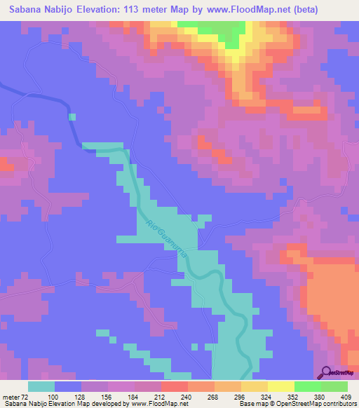 Sabana Nabijo,Dominican Republic Elevation Map