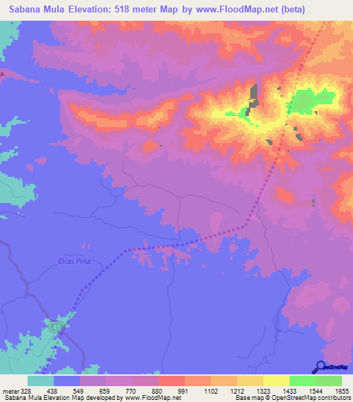 Sabana Mula,Dominican Republic Elevation Map