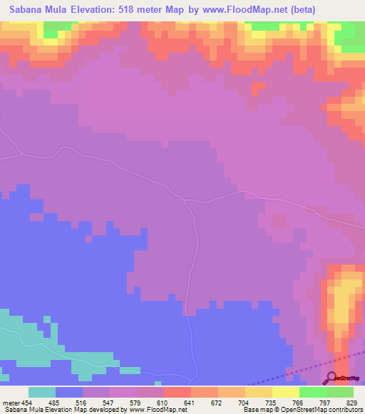 Sabana Mula,Dominican Republic Elevation Map