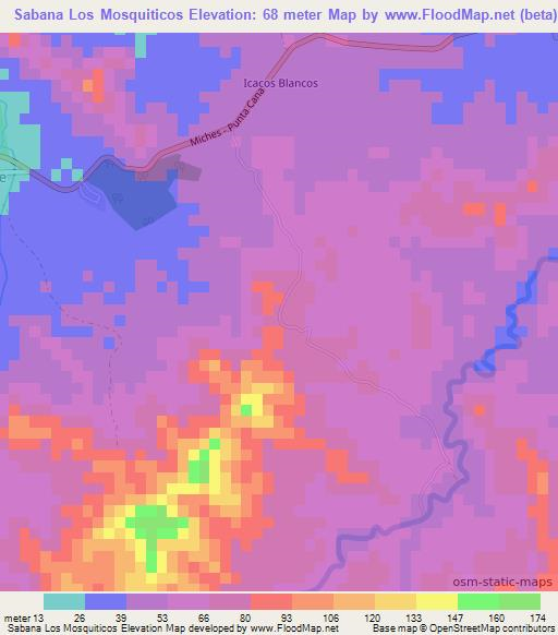 Sabana Los Mosquiticos,Dominican Republic Elevation Map