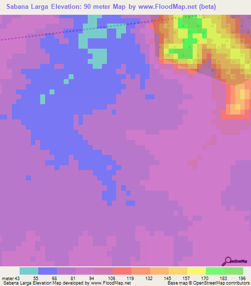 Sabana Larga,Dominican Republic Elevation Map