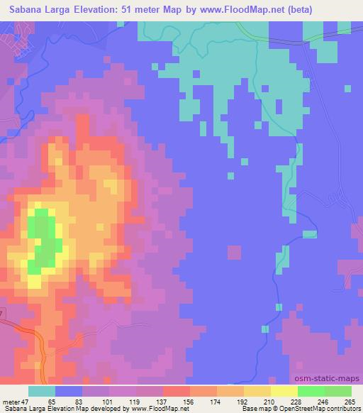 Sabana Larga,Dominican Republic Elevation Map