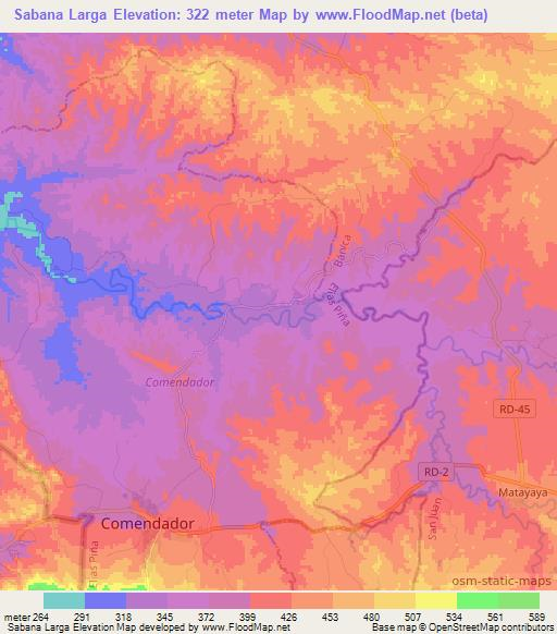 Sabana Larga,Dominican Republic Elevation Map