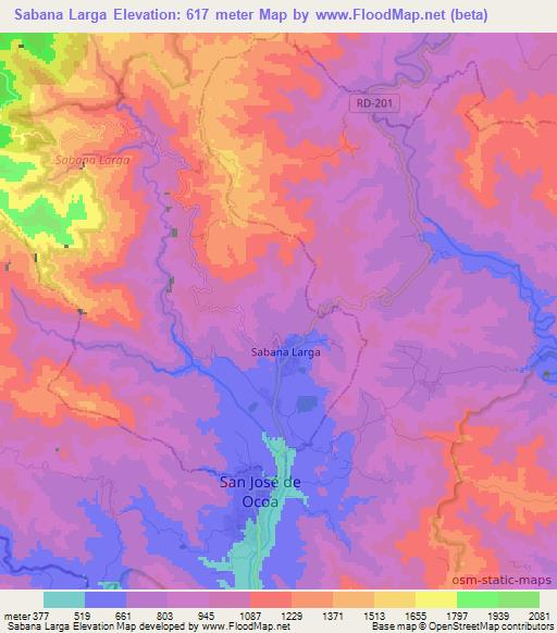 Sabana Larga,Dominican Republic Elevation Map