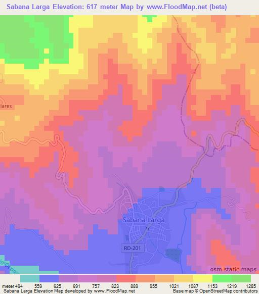 Sabana Larga,Dominican Republic Elevation Map